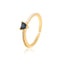 Minimalist Heart & Water Droplet Zircon Adjustable Open Ring in 18K Gold Plated Copper