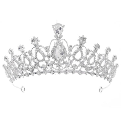 Metal Diamond Bridal Tiara with Rhinestones - Elegant Wedding Crown Headpiece