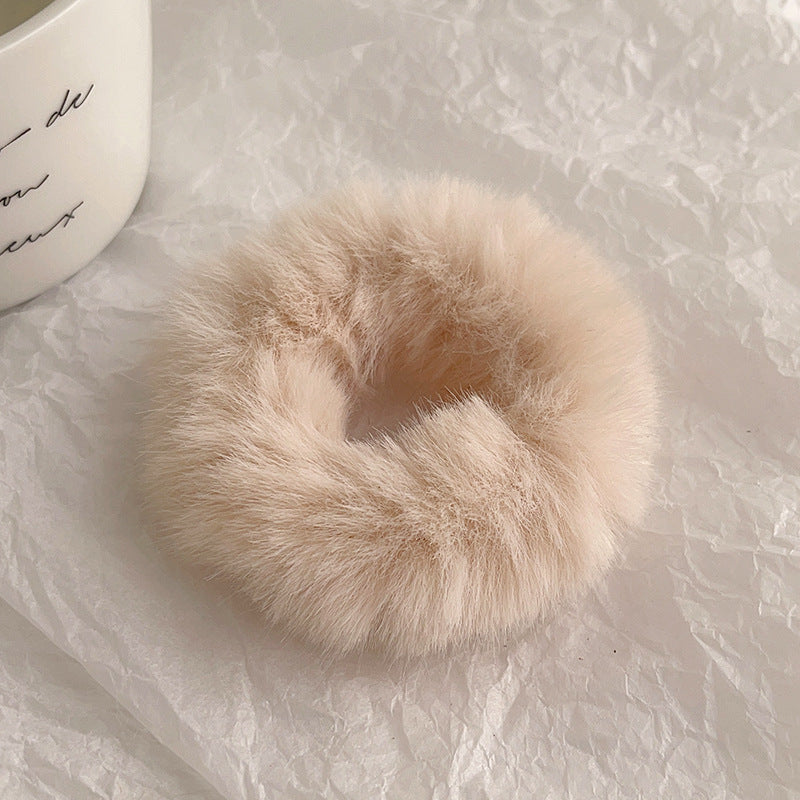 Women's Plush Fabric Hair Tie - Solid Color Ponytail Holder