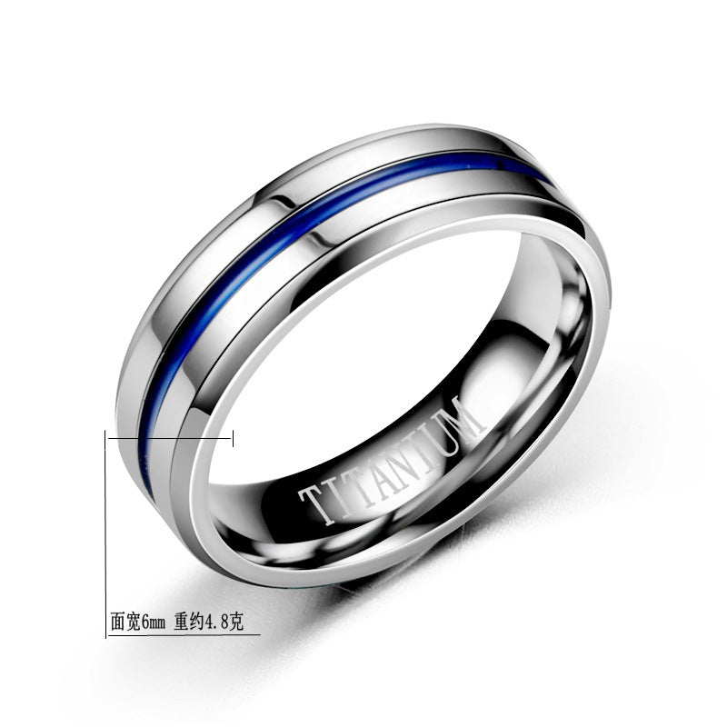 Fashion Geometric Blue Titanium Steel Minimalist Couple Ring