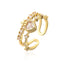 Fashion Geometric Heart Zircon Open Ring in 18k Gold Plated Copper