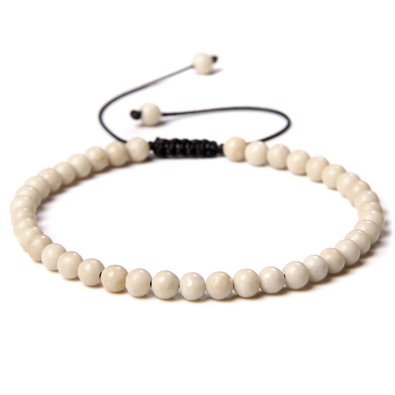 Natural Stone Beaded Bracelet with 4mm Agate Gemstone Beads