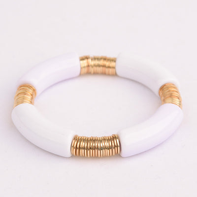 Simple Classic Round Acrylic Metal Beaded Bracelet