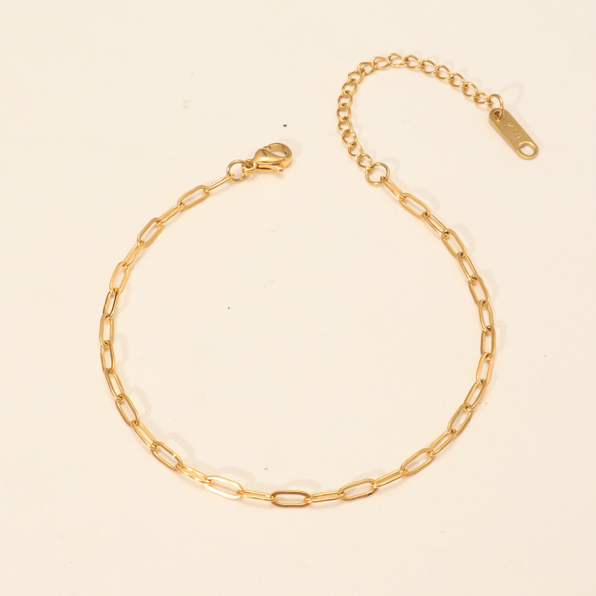 18K Gold Plated Stainless Steel Geometric Figaro Box Twist Chain Bracelet for Women