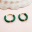 1 Pair Colorful Enamel Circle Hoop Earrings - Gold Plated Stainless Steel