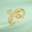 Minimalist Leaf Flower 18K Gold Plated Zircon Open Ring