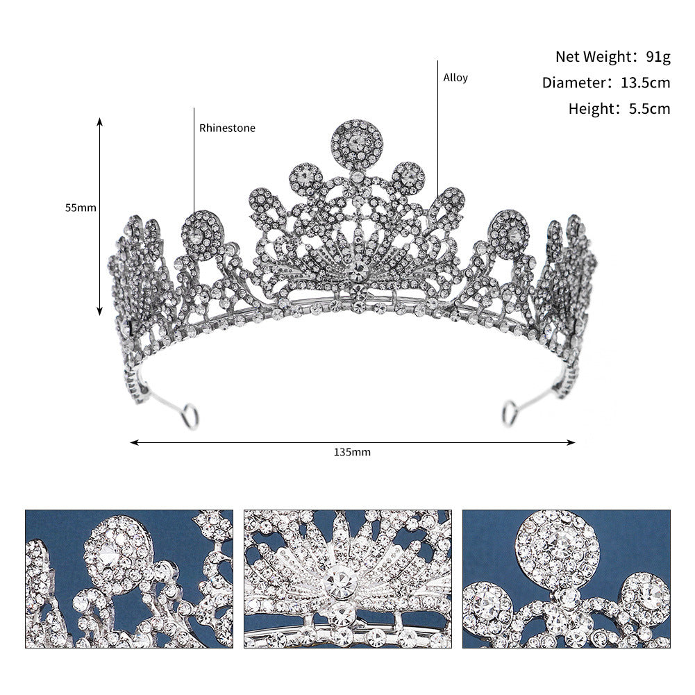 European Bridal Wedding Rhinestone Princess Alloy Crown