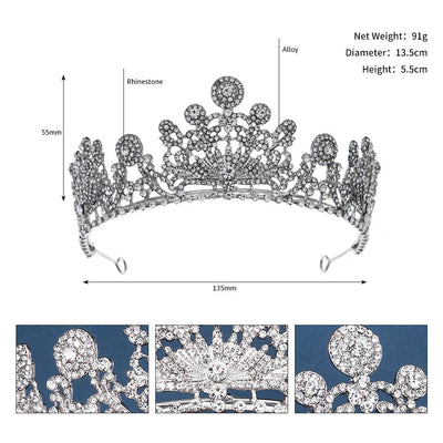 European Bridal Wedding Rhinestone Princess Alloy Crown