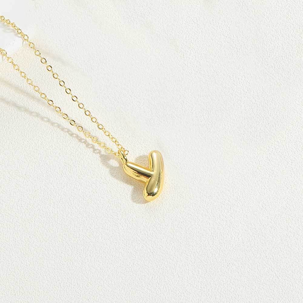 14K Gold Plated Copper Initial Pendant Necklace