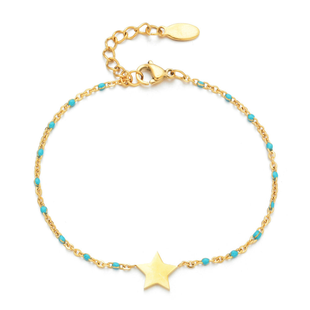 Bohemian Stainless Steel Enamel Star Beaded Bracelet