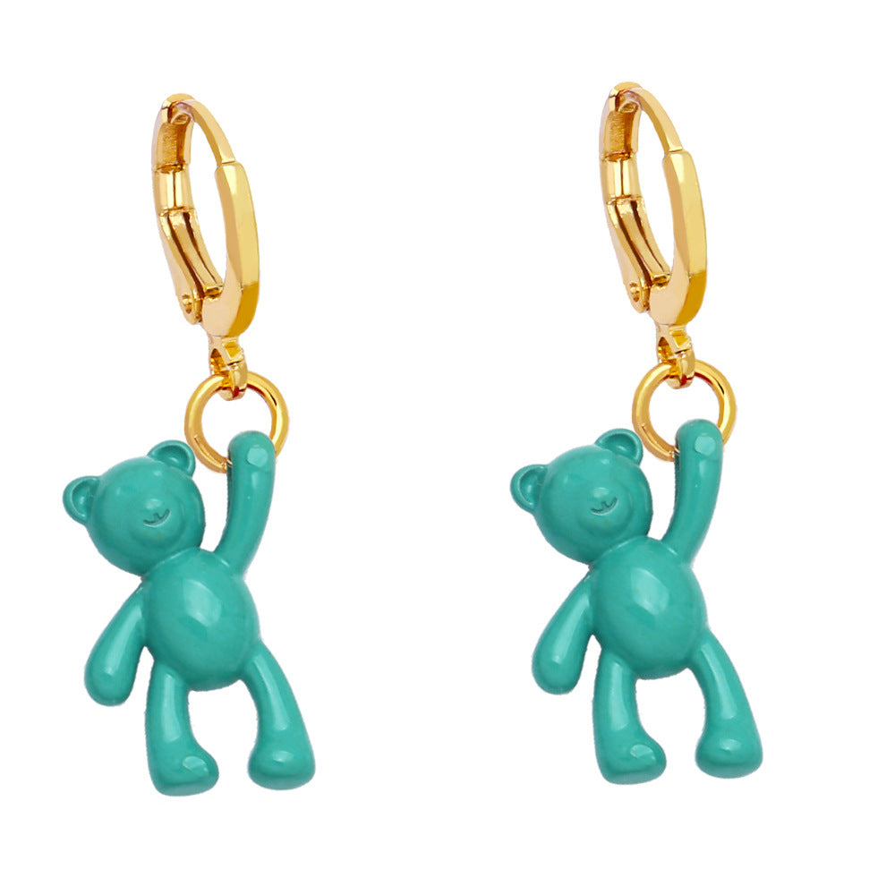 Bear Earrings for Women - Retro Candy Color Copper Design