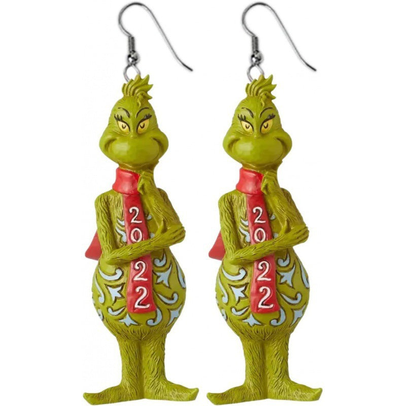 Cartoon Character Grinch Christmas Acrylic Drop Earrings