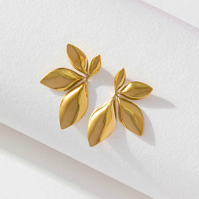 1 Pair Basic Simple Style Classic Style Leaf Dragonfly Plating 316 Stainless Steel  18K Gold Plated Hoop Earrings