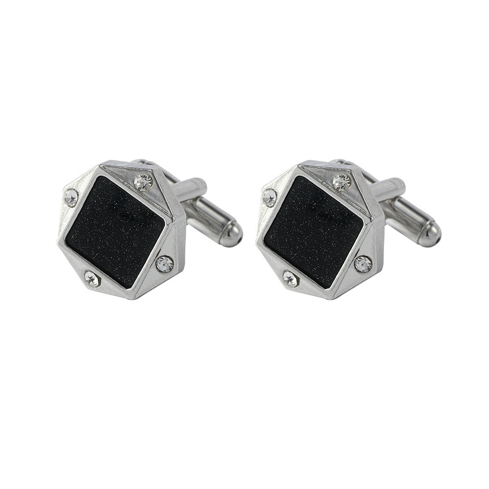 Men's Alloy Diamond-Studded Starry Round Cufflinks