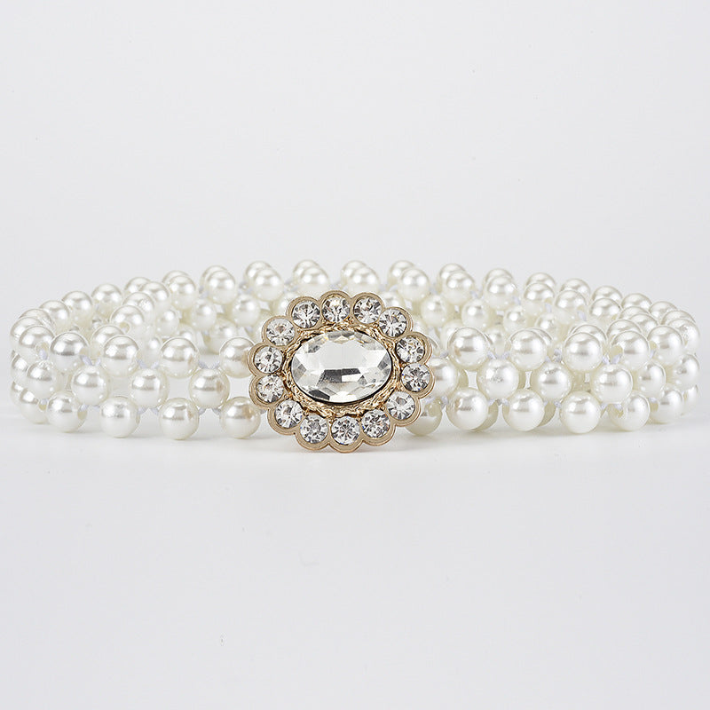 Elegant Butterfly Imitation Pearl Alloy Women's Chain Belt