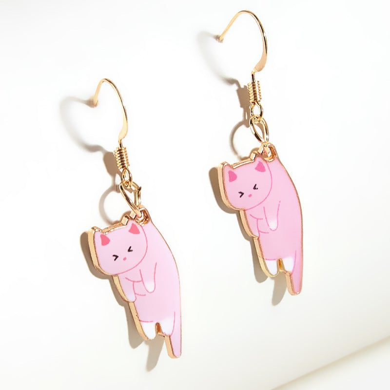 Cartoon Cat Alloy Clip-On Earrings for Girls