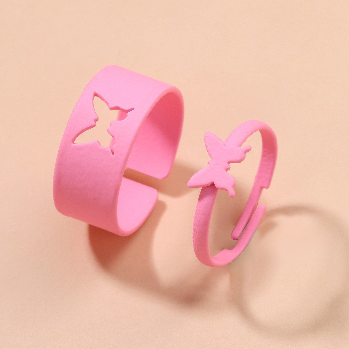 Fashion Star Butterfly Airplane Metal Unisex Open Ring Set - Creative Animal Design Adjustable Rings