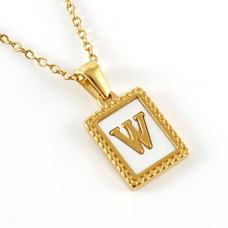 Fashion Titanium Steel Shell Letter Pendant Necklace