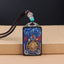 Ethnic Square Alloy Wood Pendant Necklace with Nepalese Thangka Design