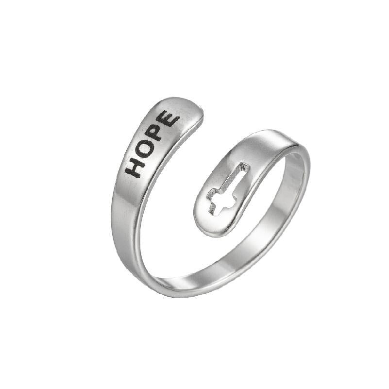 Retro Stainless Steel Letter Open Ring - Fashion Double Layer Design