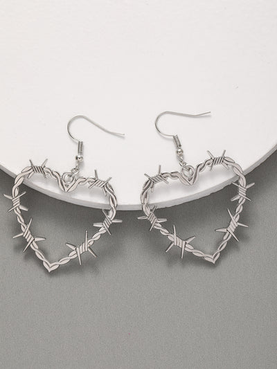 Gothic Black Heart Drop Alloy Earrings