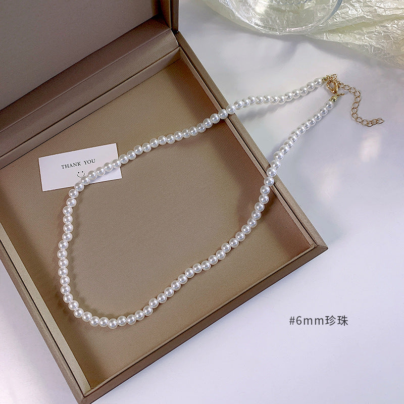 Elegant Minimalist Solid Color Imitation Pearl Necklace for Women 2023 Fashion Choker Accessory