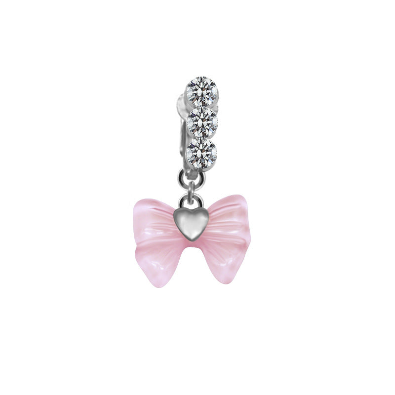 Casual Heart-Shaped Opal and Rhinestone Belly Ring Set in Stainless Steel and White Gold Plating