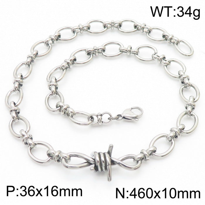 304 Stainless Steel Knot Design Necklace and Bracelet Set