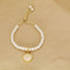 18K Gold Plated Adjustable Letter Pendant Imitation Pearl Bracelet