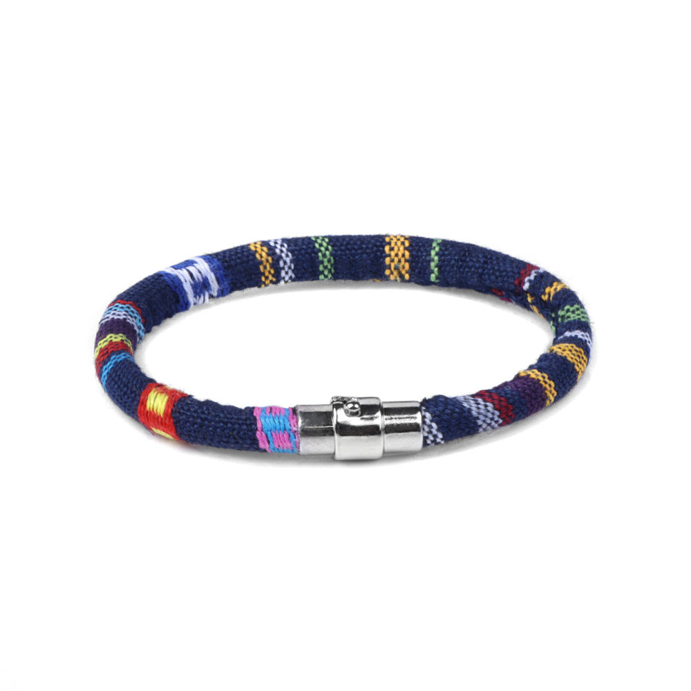 Bohemian Geometric Colorful Fabric Unisex Magnetic Bracelet