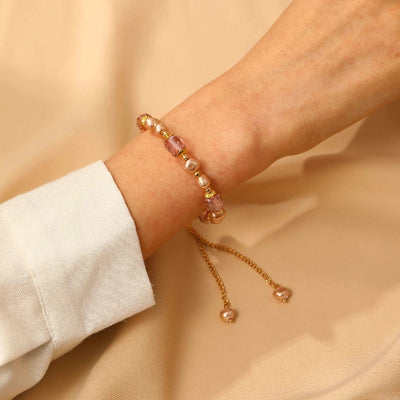 Simple Square Crystal Alloy Bracelet with Baroque Pearl Design