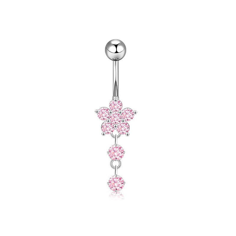 1 Piece Heart & Butterfly Zircon Inlay Stainless Steel Belly Ring Set