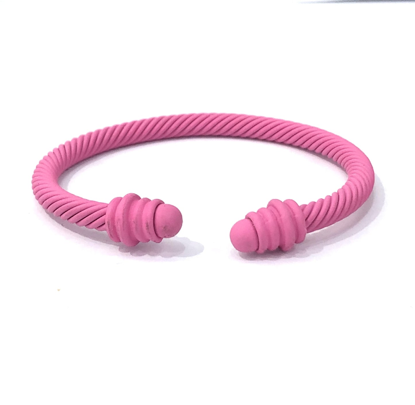 Simple Spiral Stripe Matte Color Open Cuff Bracelet for Women