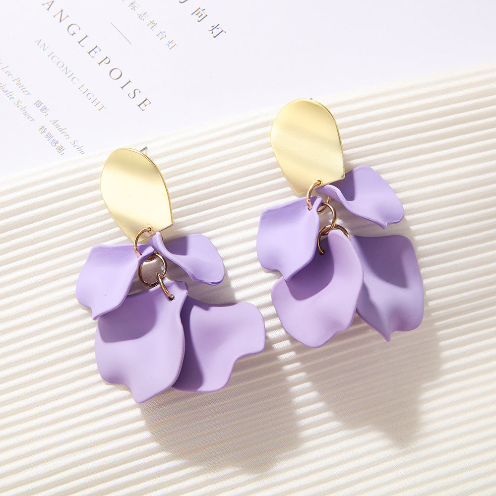 1 Pair Elegant Luxurious Sweet Petal Alloy Dangling Earrings