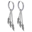 Simple Feather Titanium Steel Tassel Chain Drop Earrings for Men