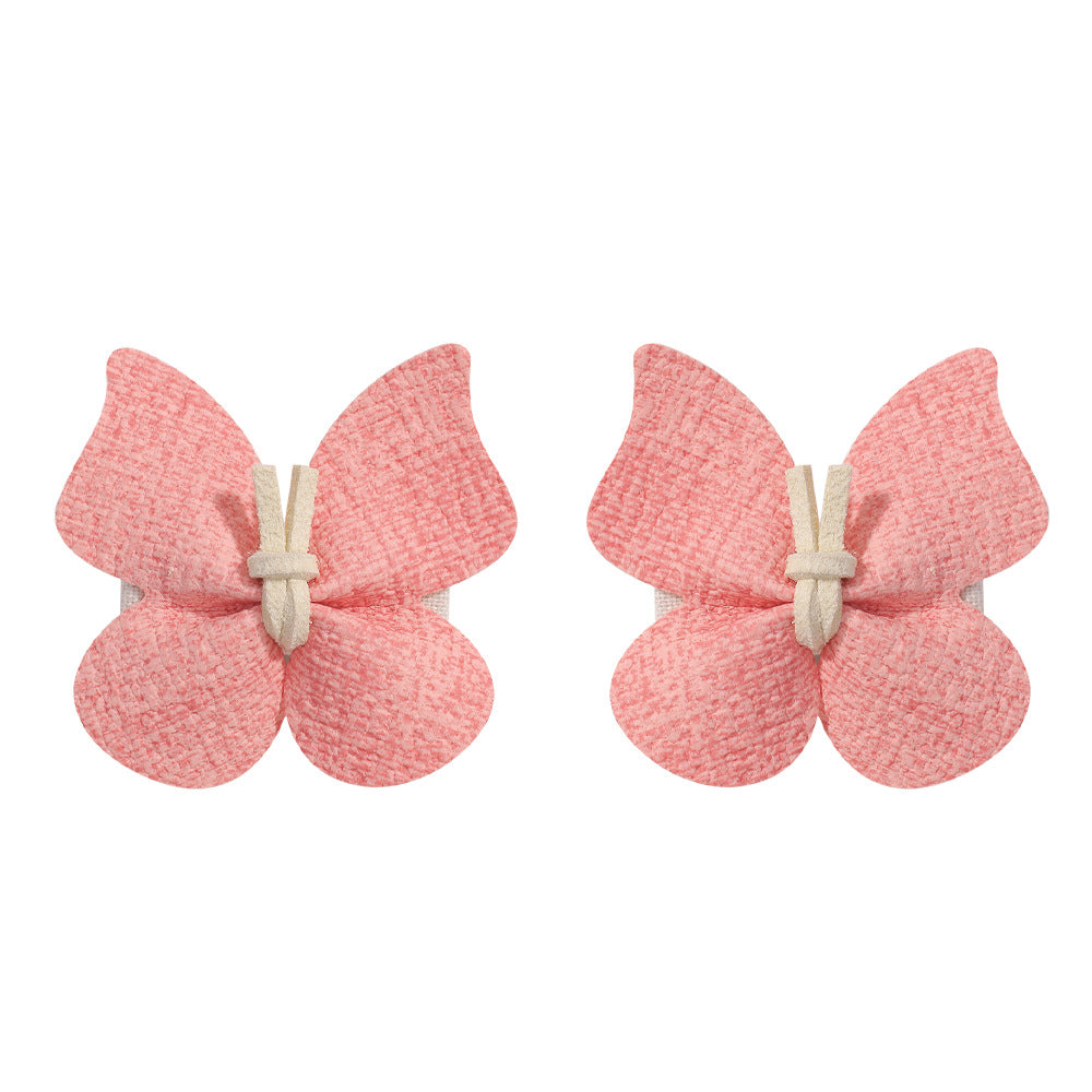 Retro Butterfly PU Leather Hair Clip - Handmade Luxury Hairpin and Baby Headwear