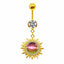 Casual Tropical Sunflower Gold Plated Rhinestone Belly Ring