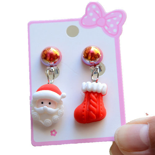 Fashion Santa Claus Plastic Resin Girl's Ear Clips 1 Pair