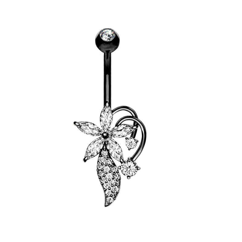 Geometric Zircon Butterfly Belly Ring 316 Stainless Steel Copper Inlay