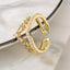 INS Style Geometric 18K Gold Plated Zircon Open Ring - Modern Minimalist Design