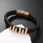 Retro Geometric Alloy Knitted Leather Men's Bracelet