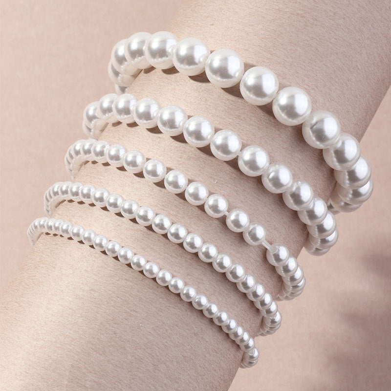 Elegant Imitation Pearl Beaded Women's Bracelet with Bungee Rope