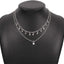 Classic Geometric Rhinestone Double Layer Pendant Necklace