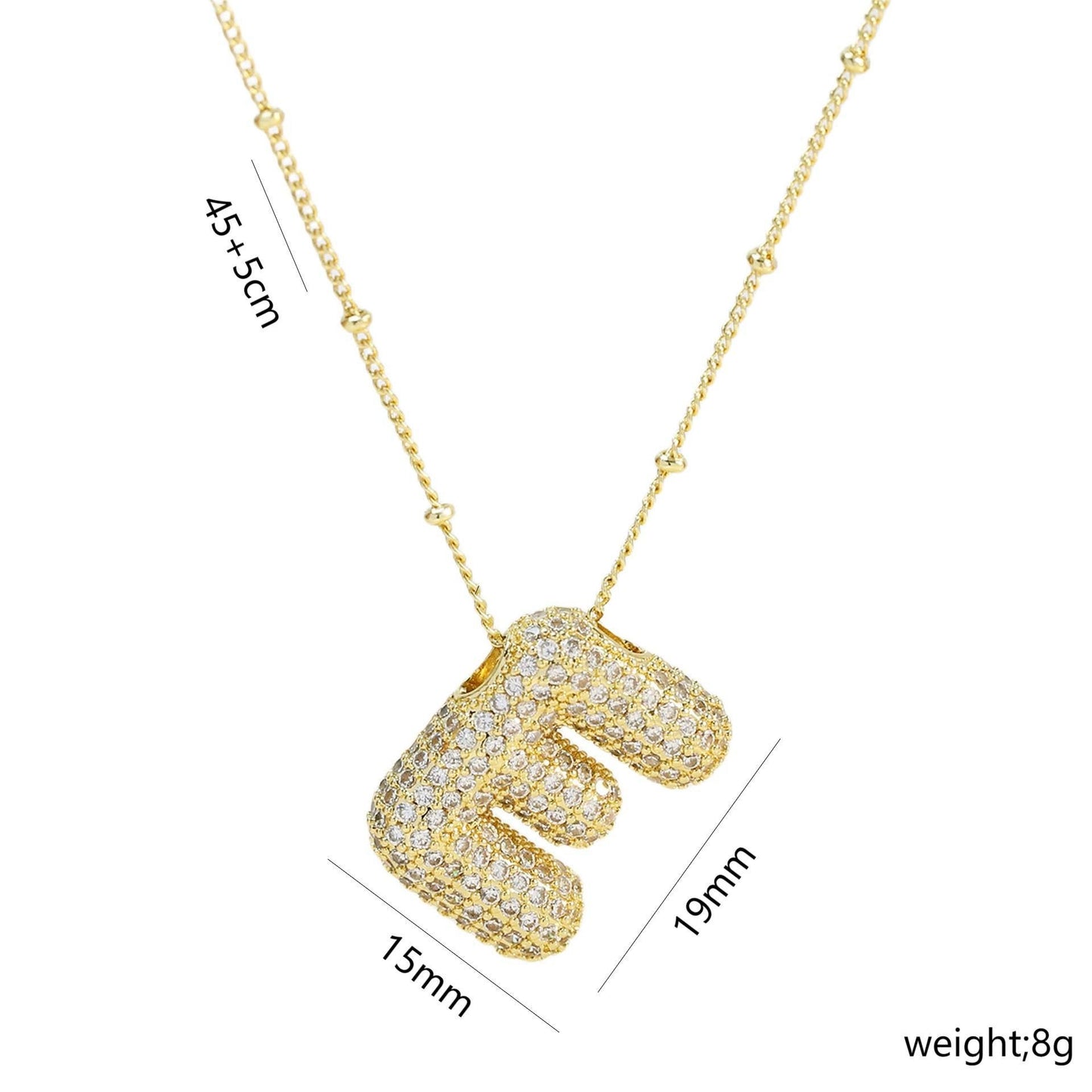 Korean Style Gold Plated Zircon Letter Pendant Necklace