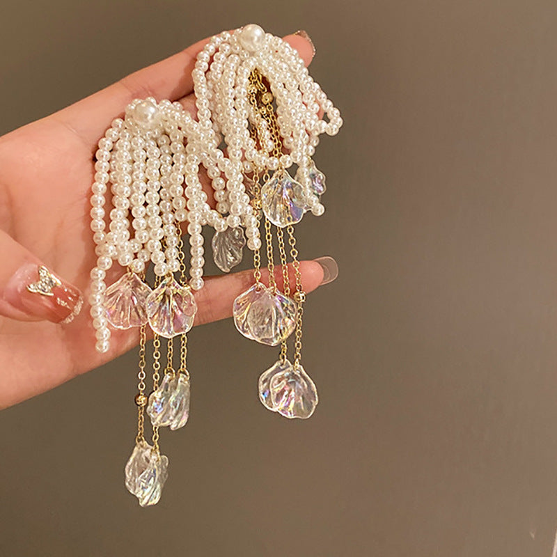Sweet Flower Butterfly Alloy Tassel Artificial Rhinestones Artificial Pearls Women'S Drop Earrings 1 Pair