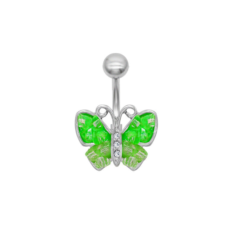 1 Piece Belly Rings Simple Style Classic Style Butterfly 316 Stainless Steel  Alloy Butterfly White Gold Plated