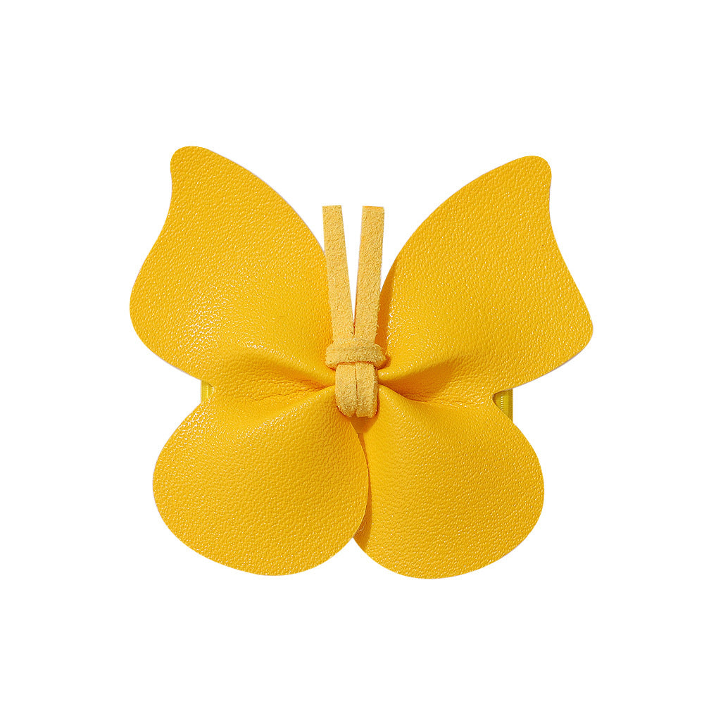 Women's Cute Butterfly PU Leather Hair Clip - Glossy Versatile Hairpin and Baby Headwear