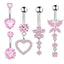 1 Piece 1 Set Belly Rings Simple Style Heart Shape 316 Stainless Steel  Inlay Zircon