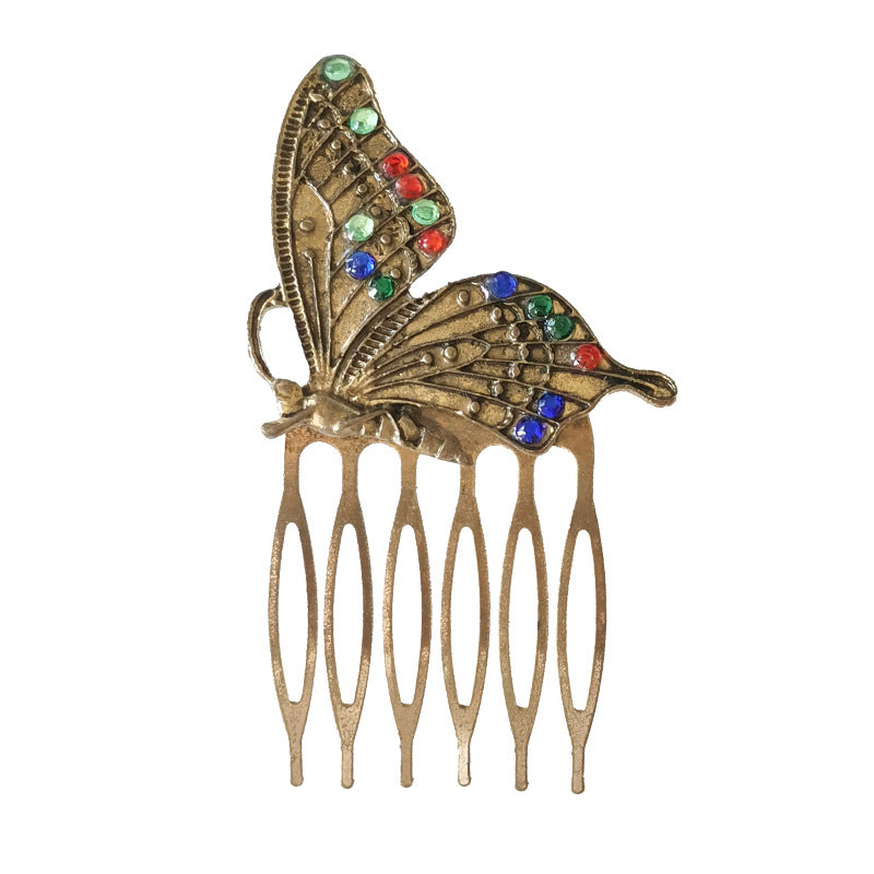 Women's Ethnic Style Butterfly Alloy Hair Comb - Fresh Metal Forest Series