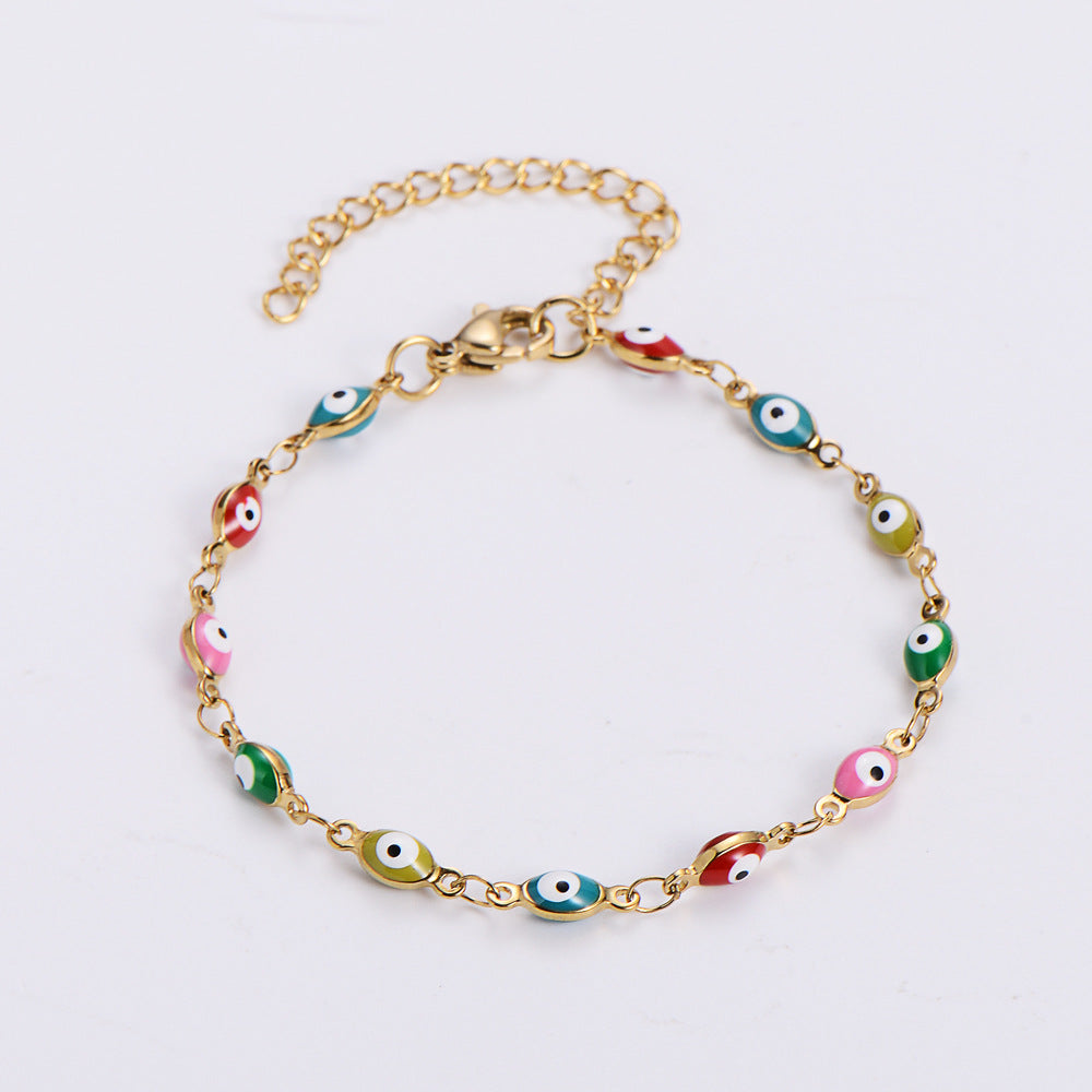 Ethnic Style Evil Eye Titanium Steel Bracelet